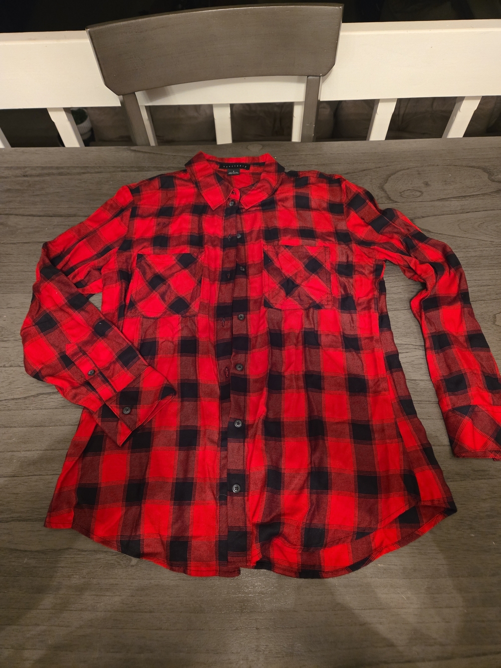 Sanctuary Red and Black Plaid Button-Down Shirt